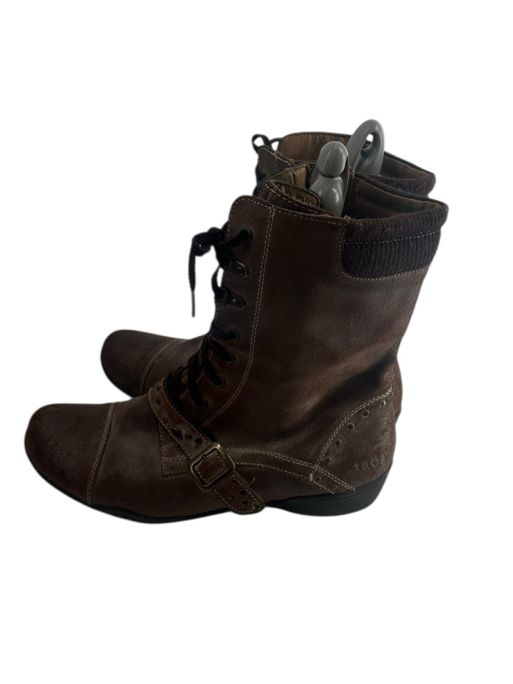Taos boots cadette 2 Brown Leather Boots studded lace up zipper comfort sz 10 - Picture 5 of 13